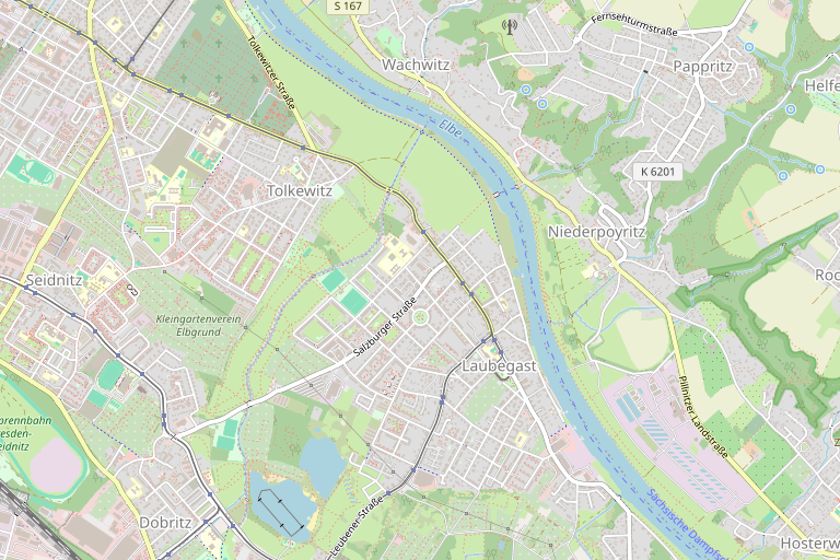 Lage von Modernes Wohnen an der Elbe: Großzügige Maisonette mit Loft, Balkon und Elbblick – Kartenausschnitt Niederpoyritz · Dresden